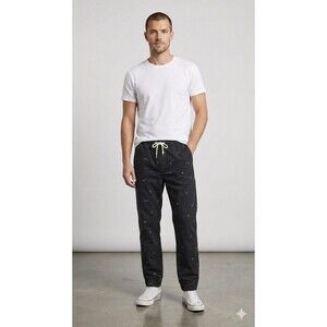 Divided Black Joggers with White Drawstring P11